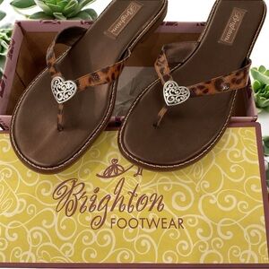 Brighton Women's Tan Sandals with Silver Heart Detail